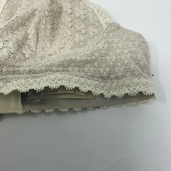 Intimately Free People Wireless Halter Lace Bra Tan and Black XS - Picture 6 of 7